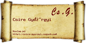 Csire Györgyi névjegykártya